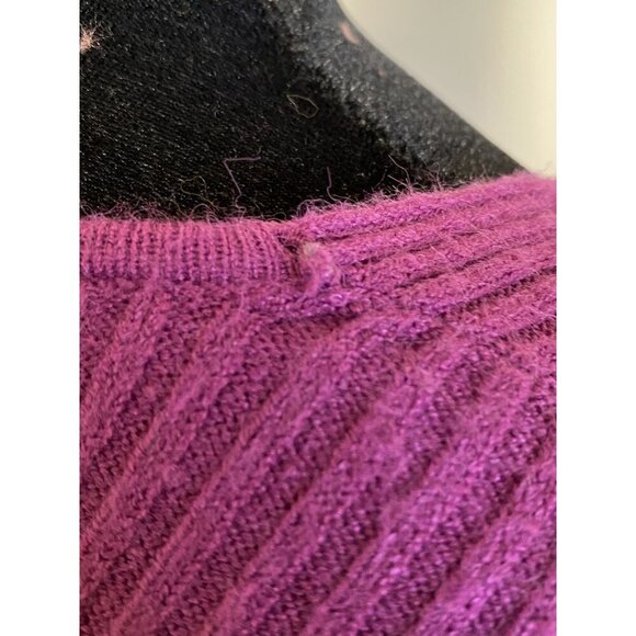 Free Press V-Neck Ribbed Knit Sweater Women's XS Purple Long Sleeve Lightweight - Picture 4 of 6
